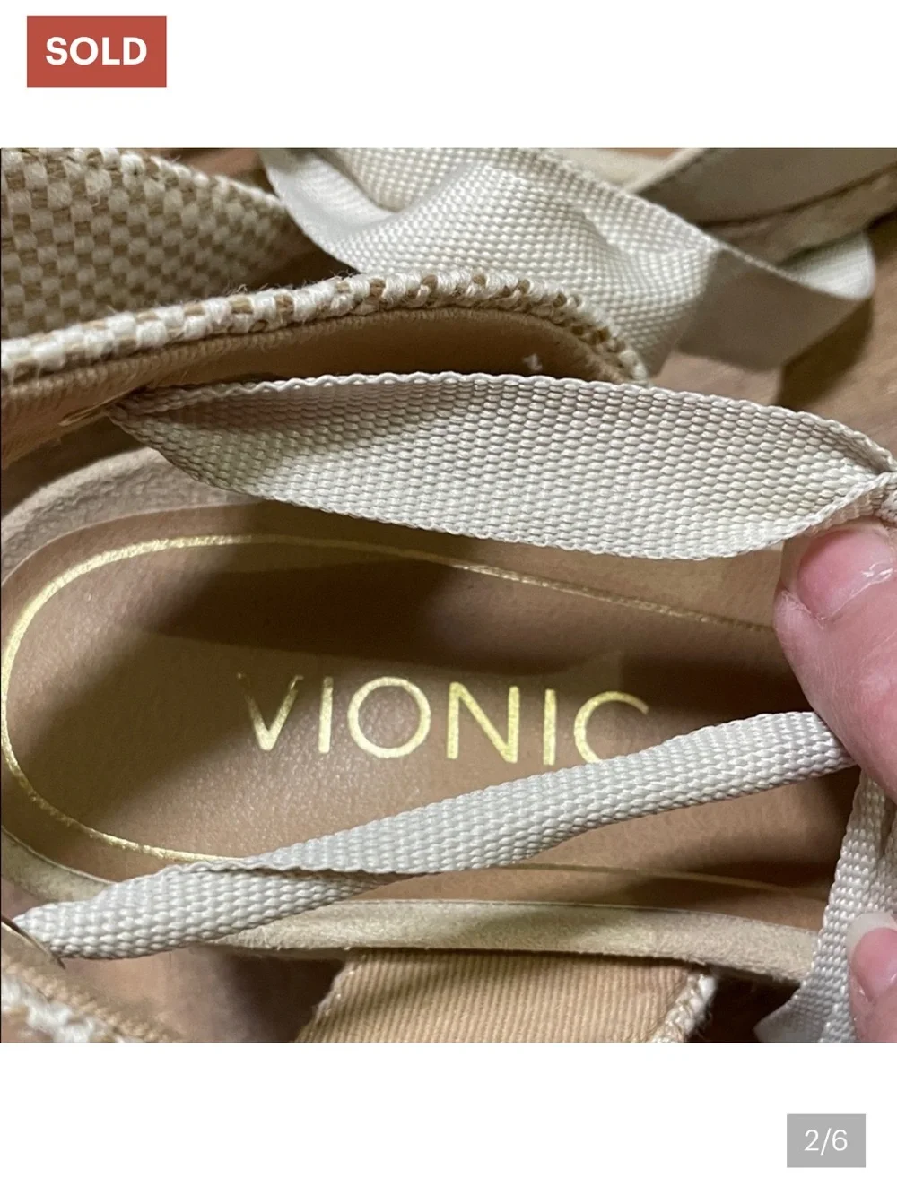 Vionic Women's Cream Espadrille Wedge with Ankle Tie